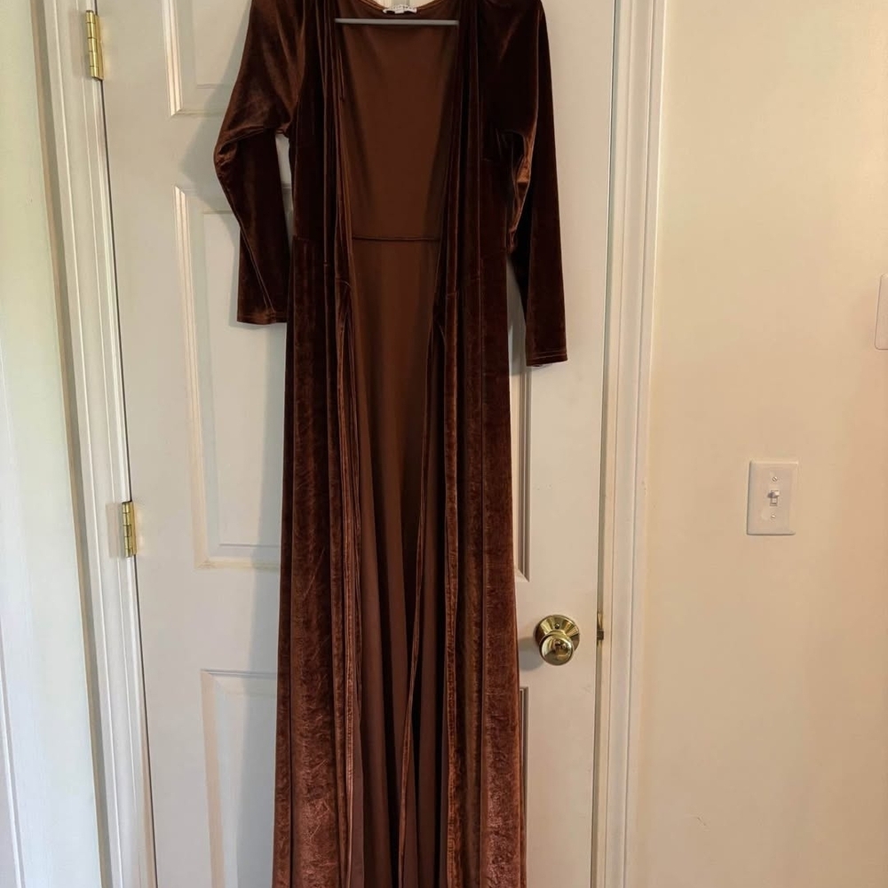 Baltic Born Elegant Velvet Wrap Dress in Rich Brown - Picture 2 of 2